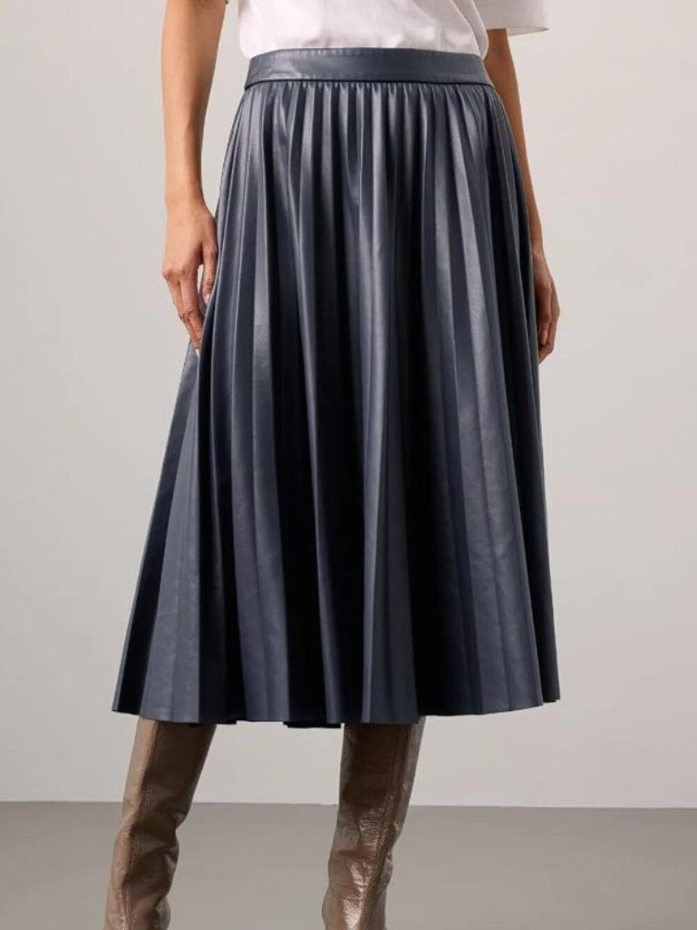 SCOTCH & SODA Women's Faux Leather Midi Skirt Size S in Blue